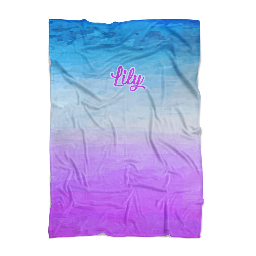 PENELOPE WILDBERRY PERSONALIZED BLANKET-WATER DYE BLUE PURPLE